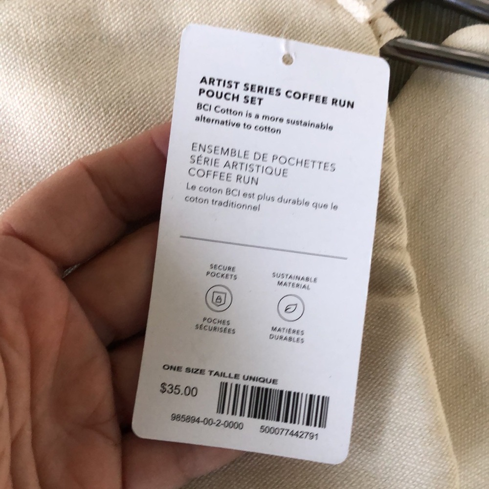 NWT! - ATHLETA {Artist Series} Coffee Run Zip Pouch Bag Set - Picture 2 of 14